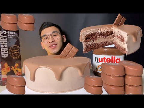 ASMR CHOCOLATE CAKE ICE CREAM Nutella Tico Hershey’s DESSERT MUKBANG 파리바게트 초코 케이크 아이스크림 먹방 Foodvideo