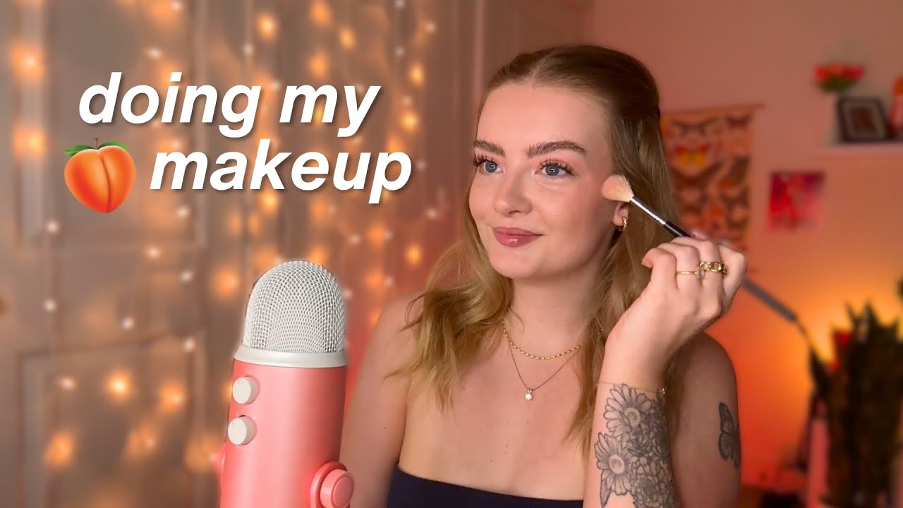 ASMR doing my peachy summer makeup ✨🍑 chit chat get ready with me