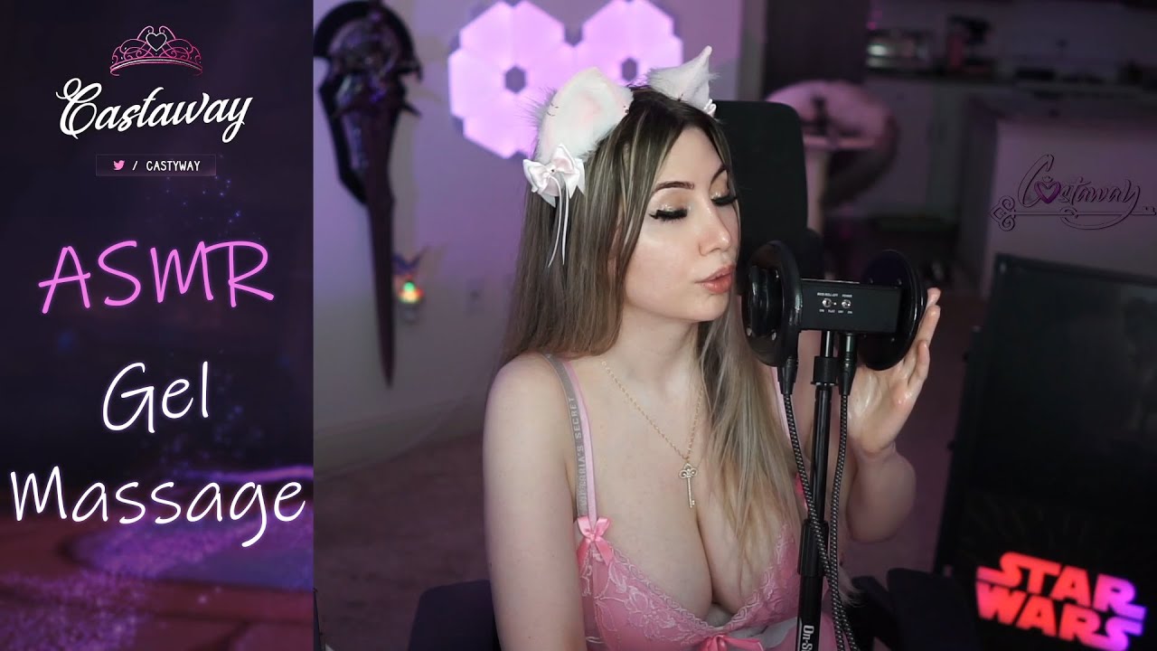 ASMR ear & hand massage with gel / breathing / kisses (no talking)