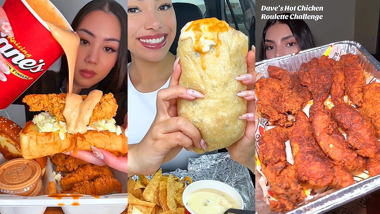 Asmr EATING 🍔| 138  | Wingstop & Raising Cane's, In-n-Out, Chipotle Burrito🌯, korean corndogs & more