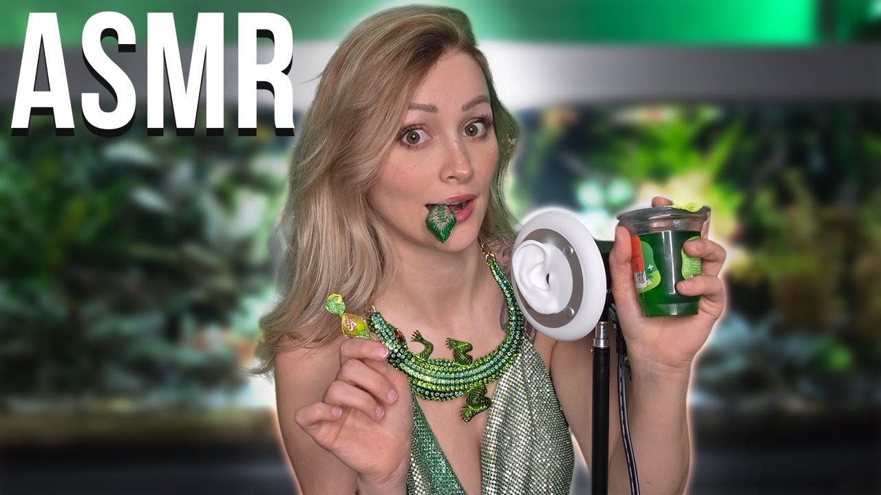 ASMR Eating Jelly Slime Sounds 💚 Wet Mouth Sounds & Soft Whispering