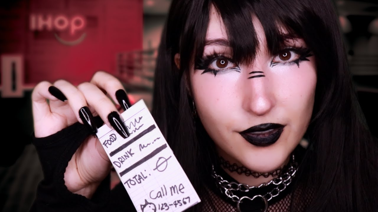 ASMR Goth IHOP 🖤Your Rude Waitress is Kinda Flirty...🖤 Gossiping, Telling You Secrets, Drawing You