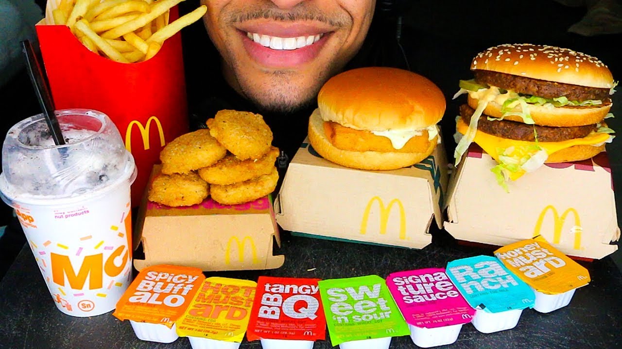 ASMR MCDONALD'S CHICKEN NUGGETS MUKBANG OREO MCFLURRY FILLET FISH BIG MAC FRIES EATING SHOW SOUNDS