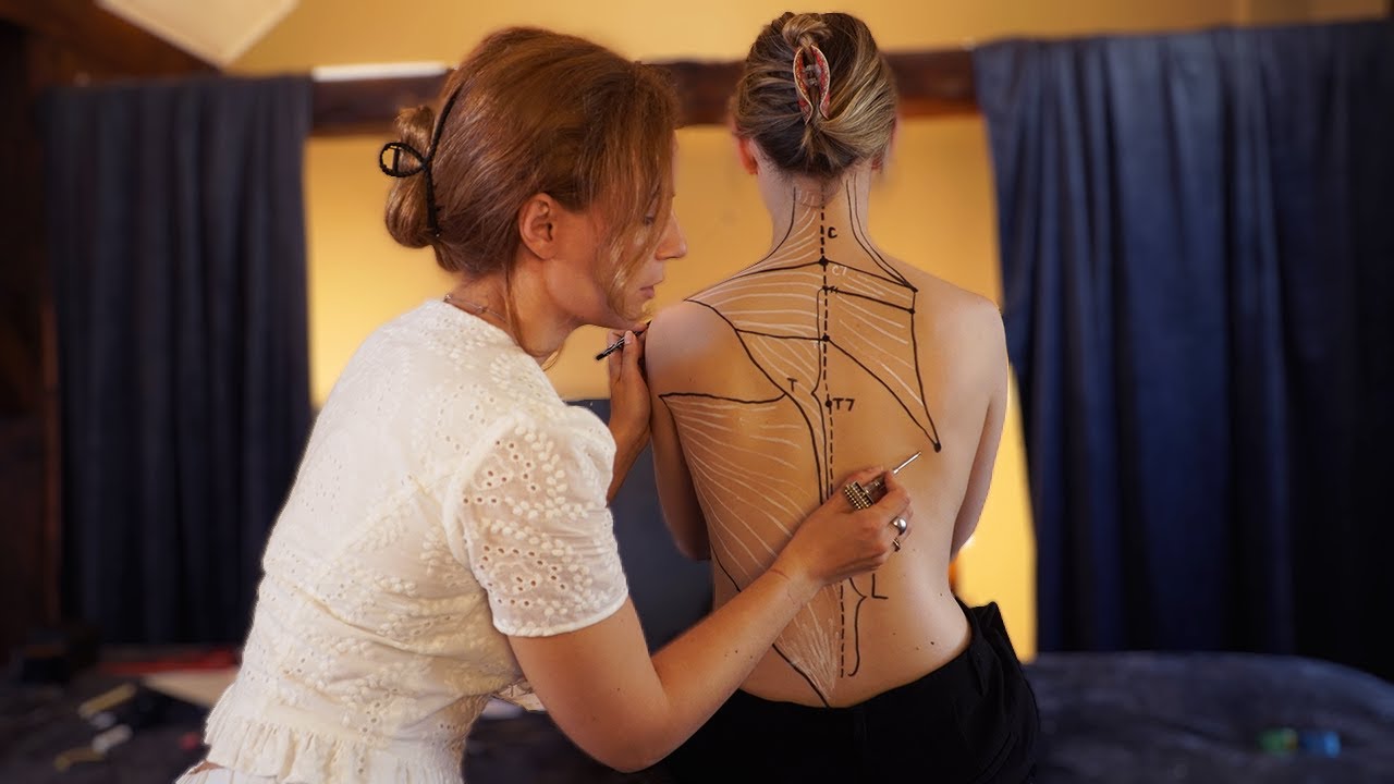 ASMR Medical BACK Anatomy MUSCLES & Fibers DRAWING, Showcasing the Functions | real person asmr