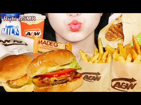 ASMR MOST FAMOUS A&W'S BURGER  🥰 EATING ASMR