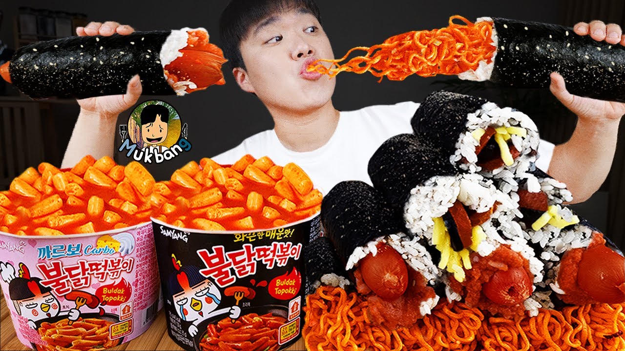 ASMR MUKBANG convenience store store, FIRE Noodle, HOT DOG, GIMBAP, Tteokbokki EATING SOUND !