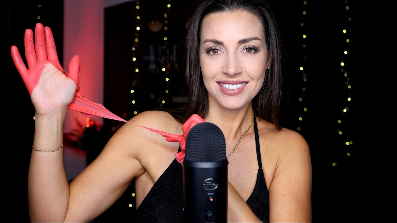 ASMR Red Latex gloves triggers & Ripping 💋