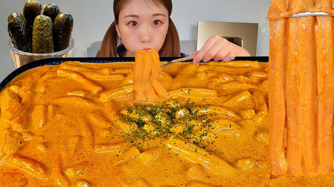 ASMR Rose tteokbokki😁, Sinjeon Tteokbokki, Fen Haozi Noodles MUKBANG