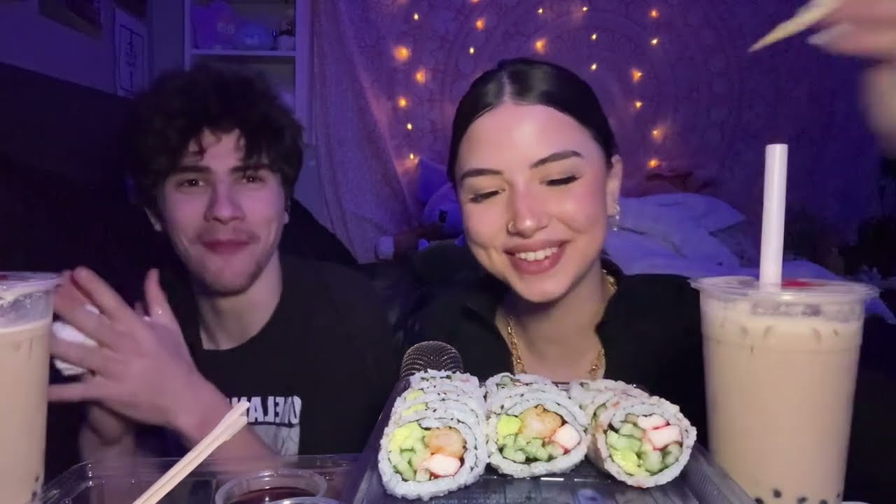 ASMR sushi mukbang with my brother