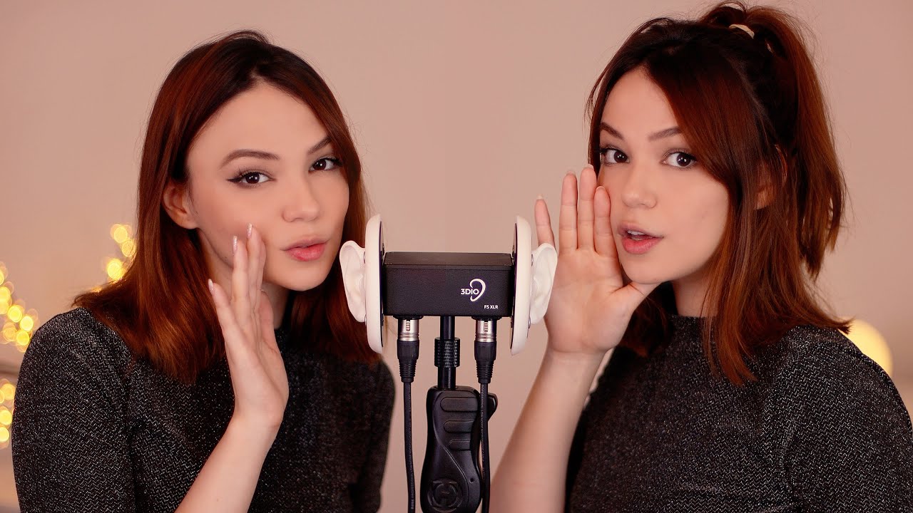 ASMR TWINS 😴 whispering into your ears (Portuguese & English)