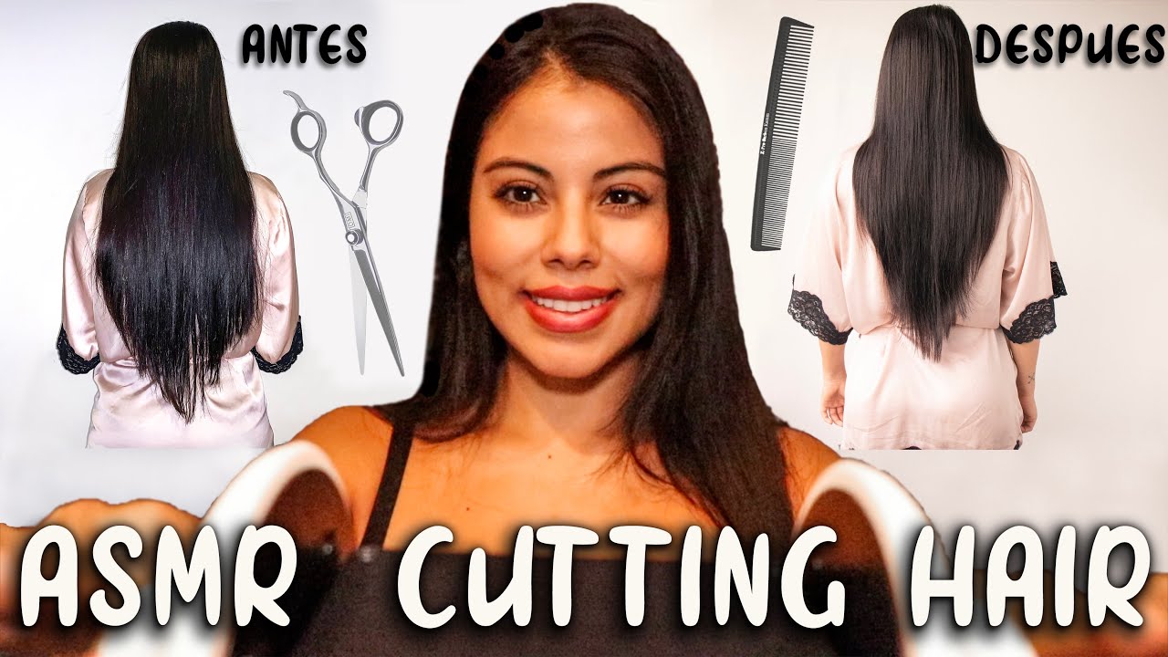 ASMR(Binaural)WHISPERS - CORTANDO MI CABELLO en CAPAS y en V|CUTTING MY HAIR in LAYERS and in V💇🏻‍♀️