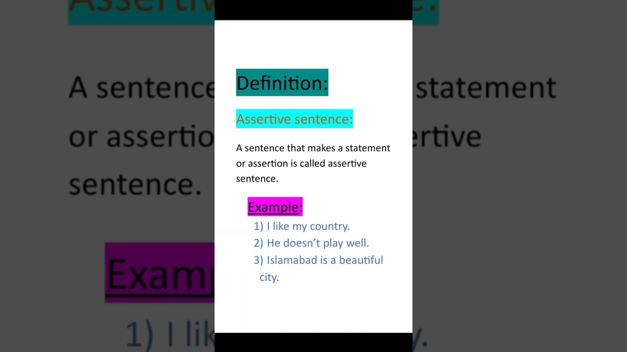 Assertive sentence/assertive sentence in English grammar #definition #englishgrammar