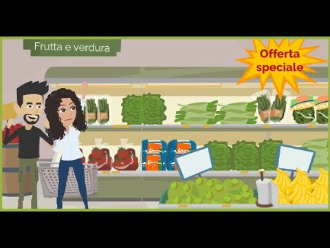 At the supermarket conversation in Italian (Dialogo al supermercato)