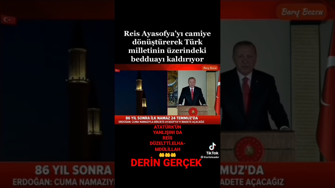 ATATÜRK'ÜN YANLIŞINI REİS DÜZELTTİ. #shorts #atatürk #erdoğan #ayasofya #müzeler #fypyoutube #islam