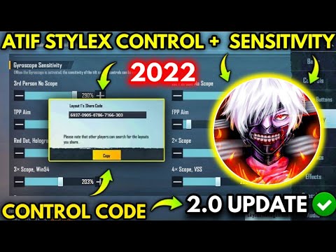 Atif Stylex New 2.0 Sensitivity code 2022/Atif Stylex 5 finger control code Bgmi/Pubg & Atif Stylex