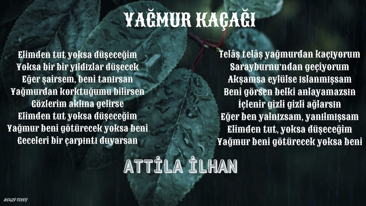 Attila İlhan Yağmur Kaçağı #şiir #sevgi #karaoke #güzelsözler #özlem  #destekol #abone #aboneol
