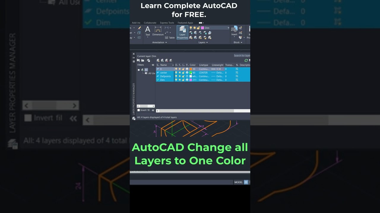 AutoCAD Change All Layers to One Color