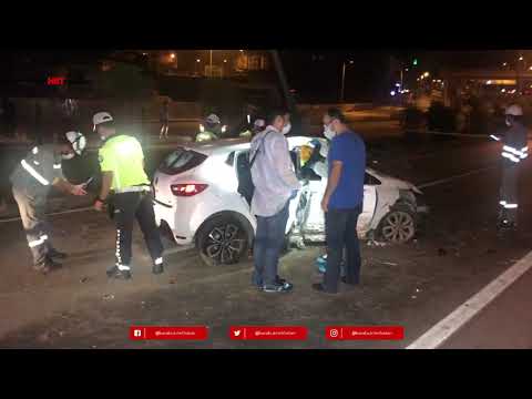 AYDINLATMA DİREĞİNE ÇARPTI: 1 ÖLÜ 1 YARALI
