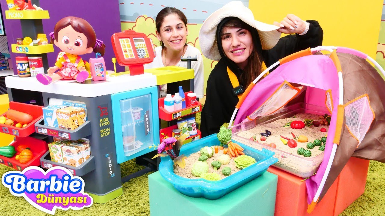 Ayşe ve Ümit ile Barbie oyunları! Barbie'nin alışveriş Maceraları! Barbie videoları
