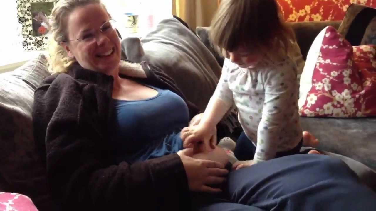 Ayla blow's Raspberries on mummy's tummy