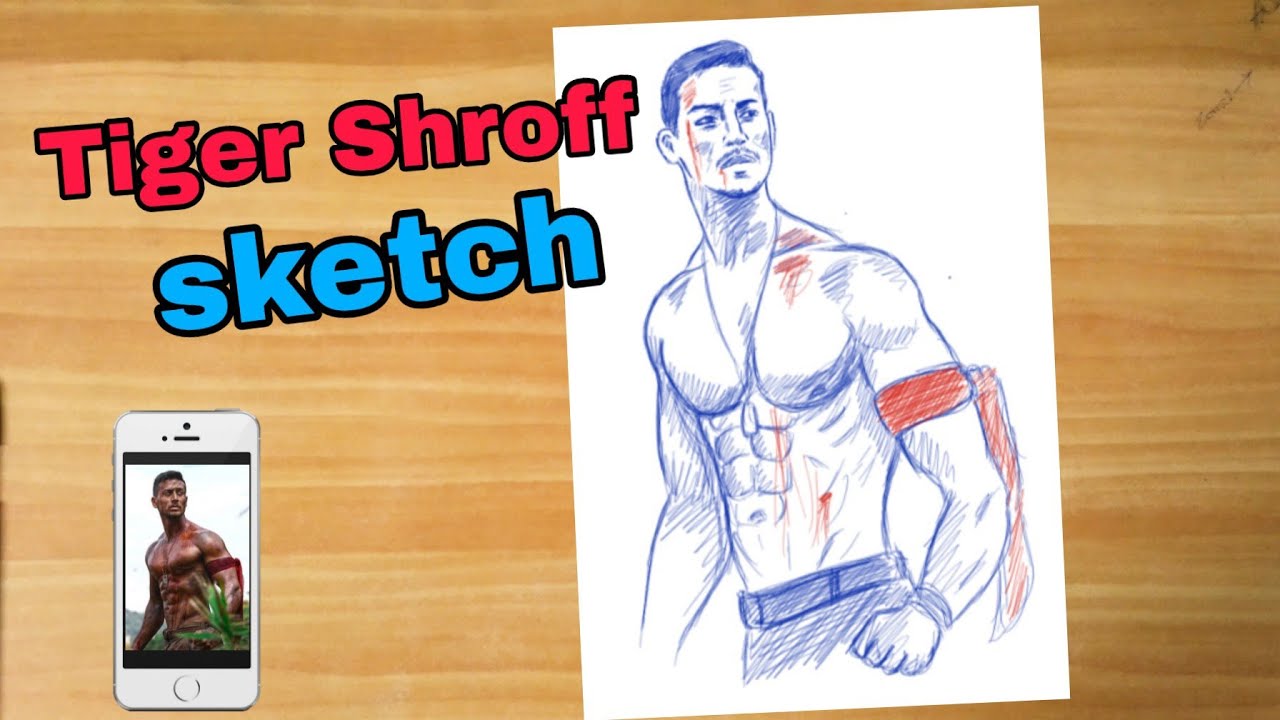 Baaghi 2 : Tiger Shroff six pack ab sketch