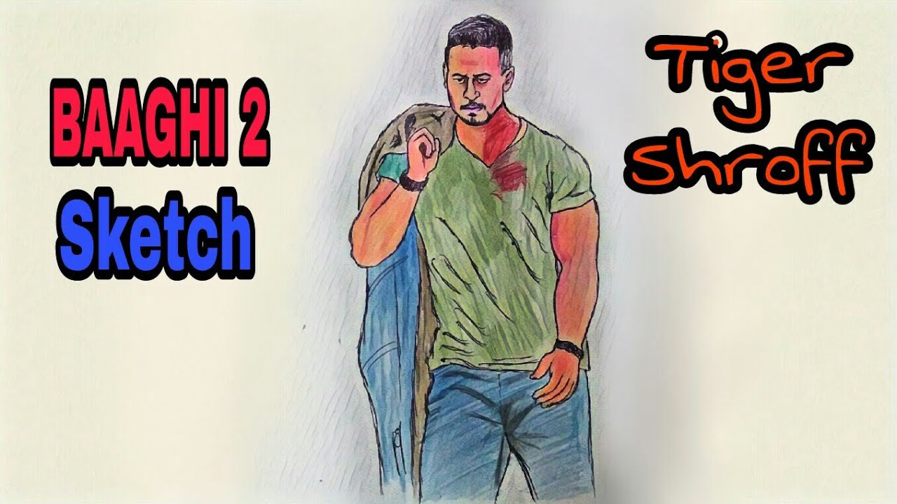 Baaghi 2 color pencil sketch ft. Tiger Shroff