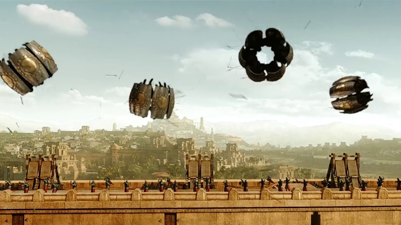 baahubali 2 epic battle flying over the wall