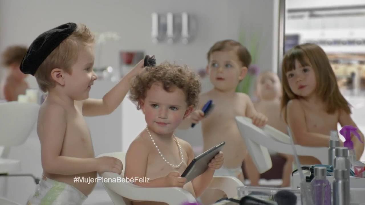 Babies chat in beauty salon