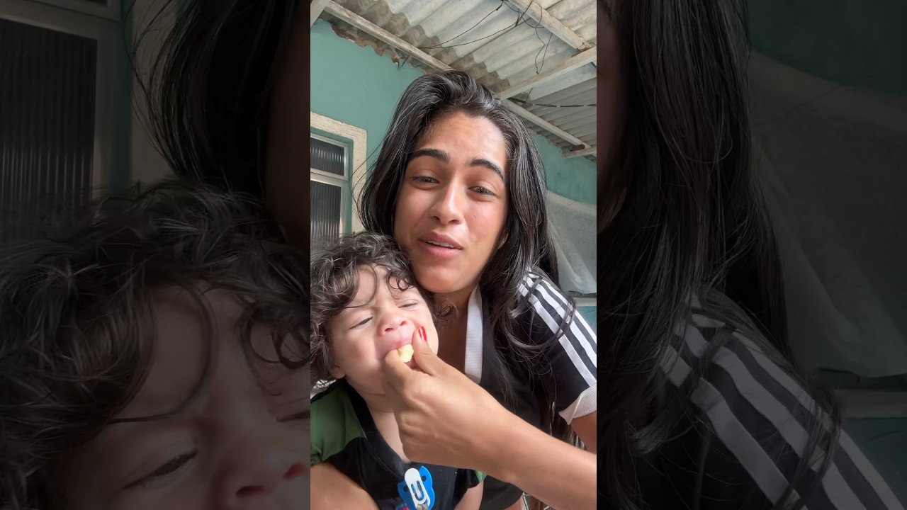 Baby almost choking on banana *mother eating from baby's mouth*
