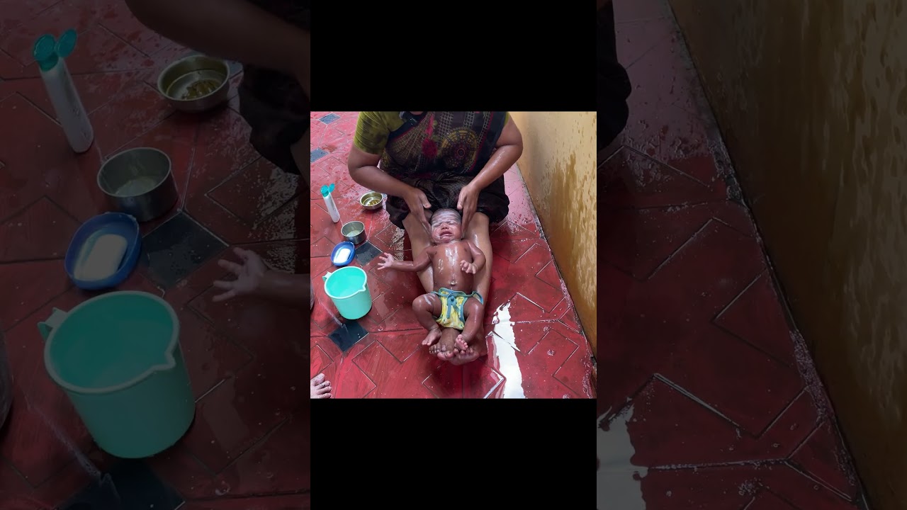❤️Baby Bath👶 | Baby Massage | Traditional bath🛀 | #shorts #babybath