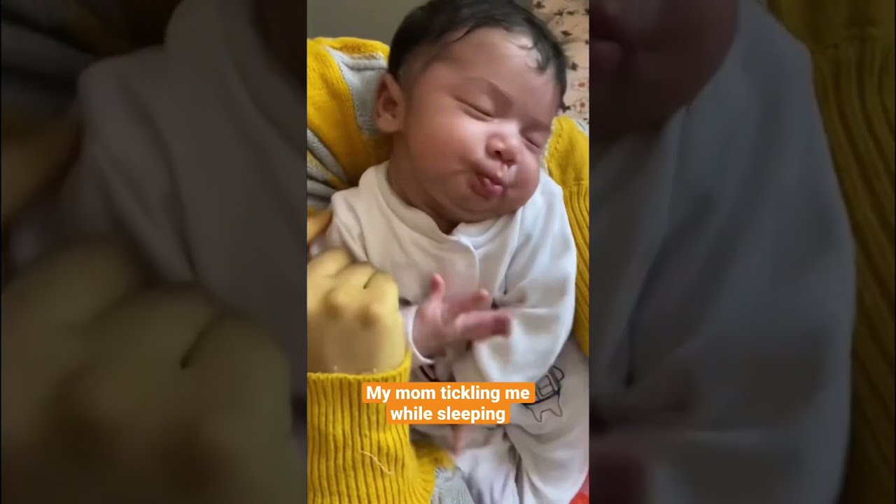 Baby Daivik getting tickled by his mom while sleeping #shorts