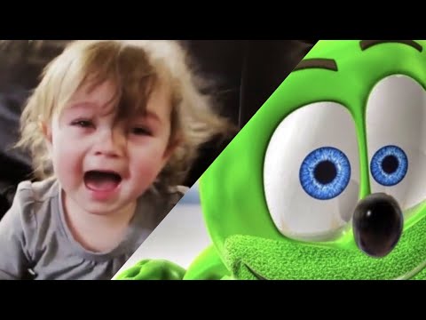 baby girl crying to gummy bear song .