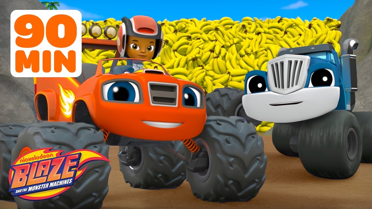 Baby Monster Machines SMASH Bananas & More Food Rescues & Races! 🍌 | Blaze and the Monster Machines