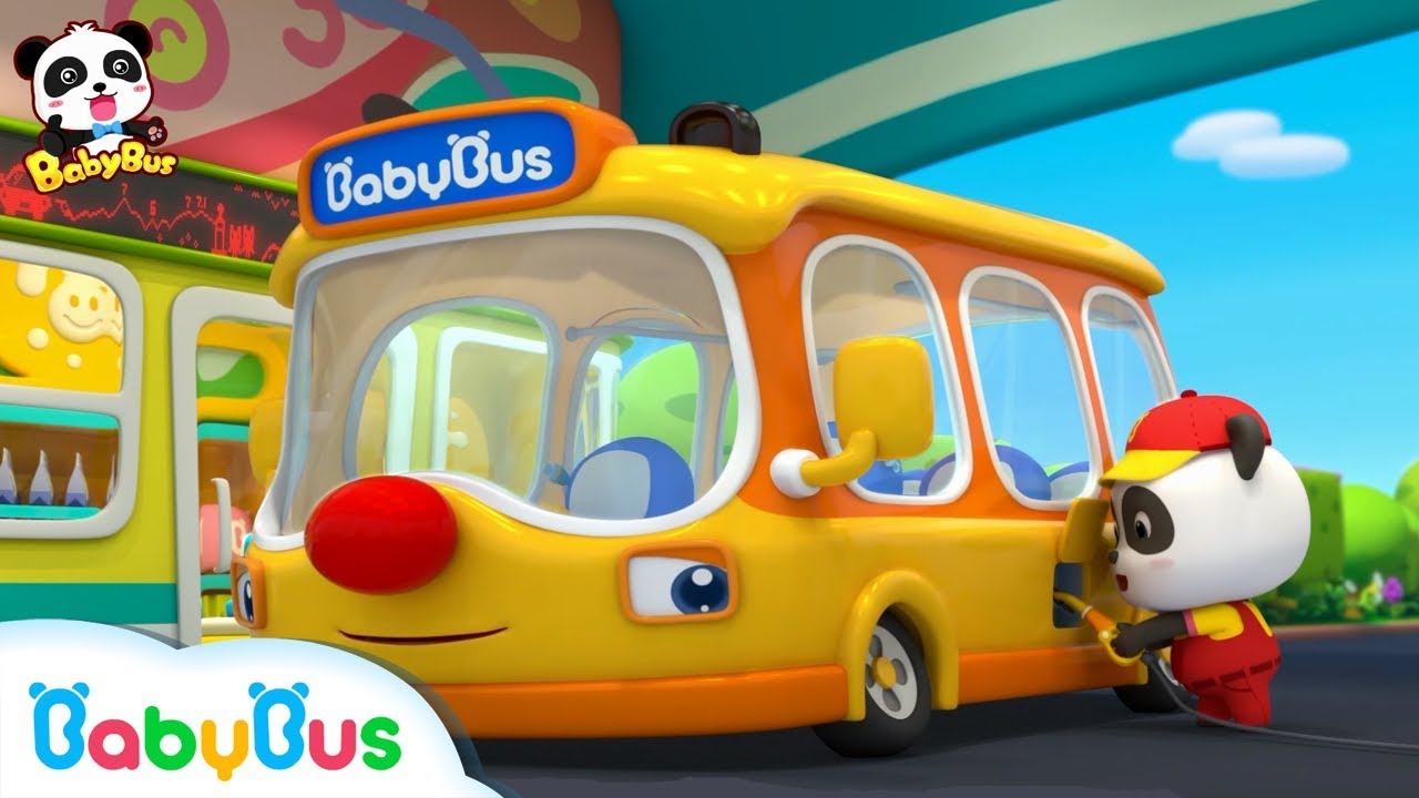Baby Panda's School Bus is Out of Gas | Gas Station Attendance | Kids Role Play | BabyBus