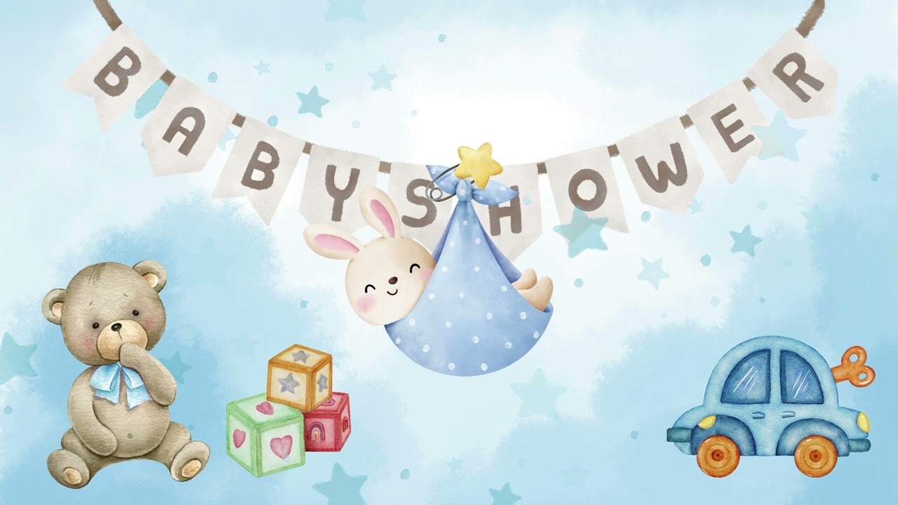 Baby Shower Screensaver. Frame TV Hack. 3 Hour Blue Boyl Baby Shower Background Video. No music