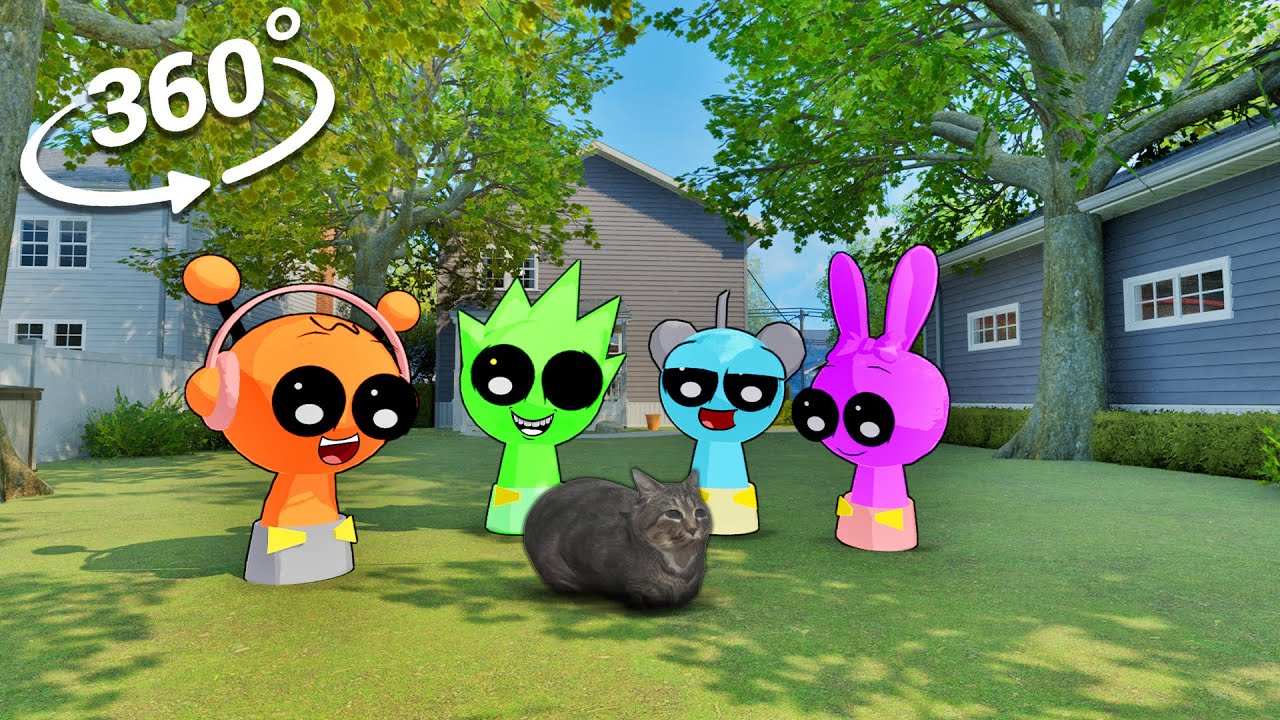 Baby Sprunki and OIIAOIIA Cat in Town 360/VR