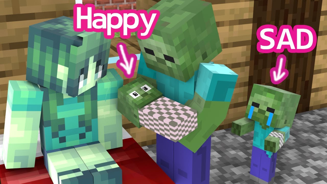 Baby Zombie Happy and Baby Zombie Sad - Sad Story - Minecraft Animation