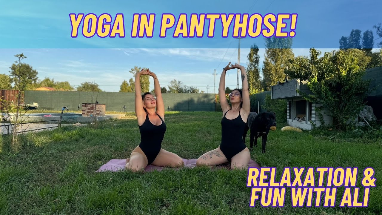 Backyard Yoga in Pantyhose with a Partner | First Time Relaxation & Fun! 🧘‍♀️✨