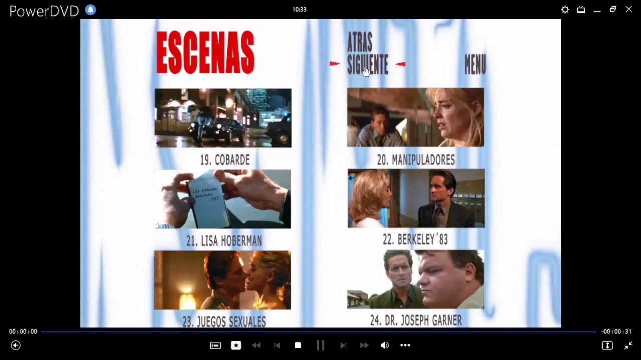 Bajos Instintos DVD Menu 2005 en español
