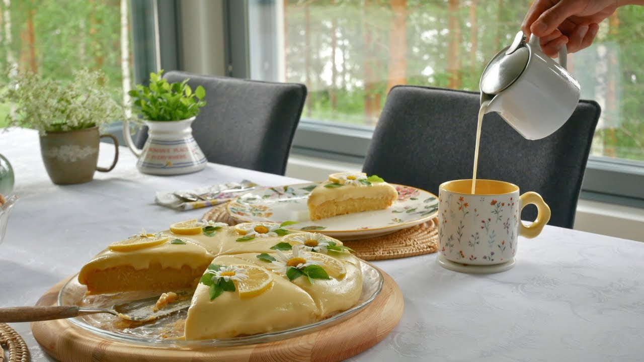 Baking Pine Pollen Lemon Cake | Finnish Summer Magic 🍋🌿 Slow Living Vlog