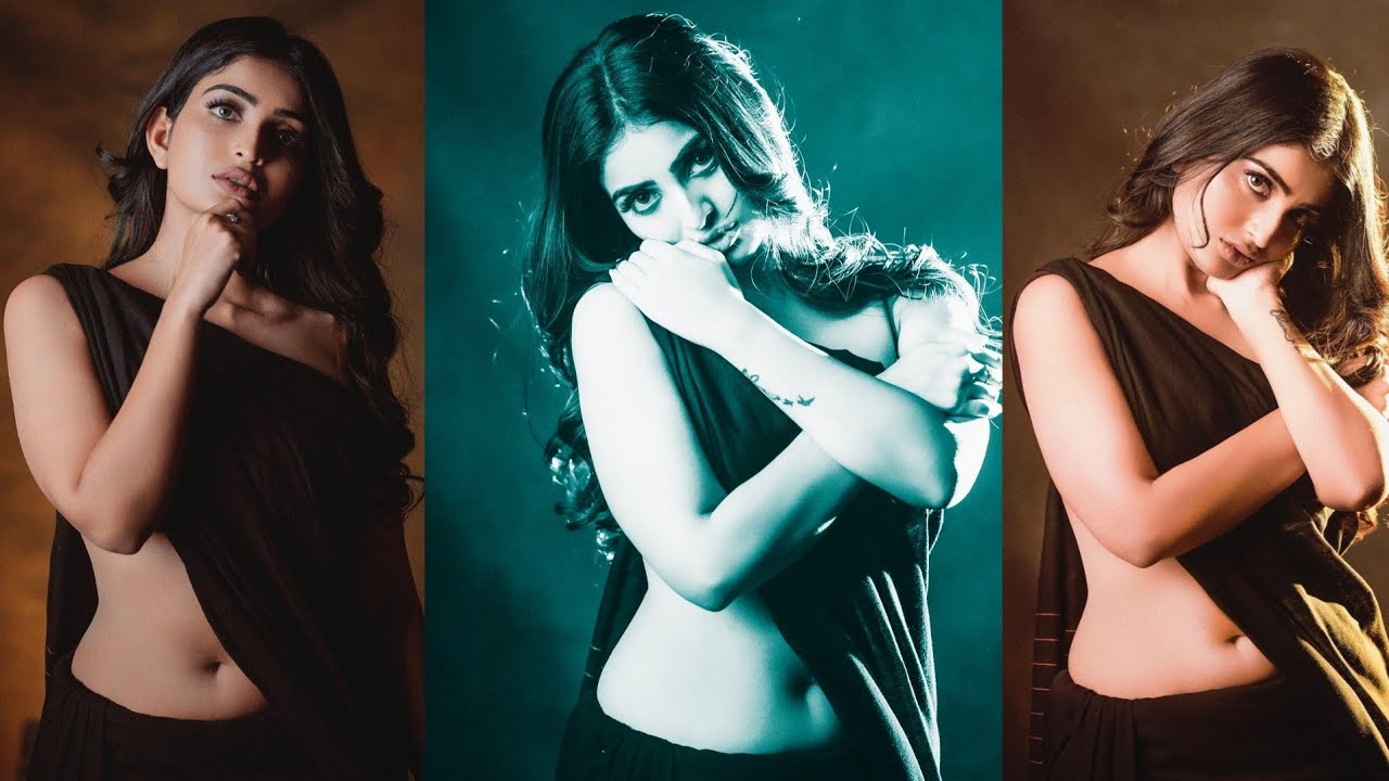 Balck saree Fashion Wear Indian fashion model Photoshoot  Ananya Nagalla celebs onn camera