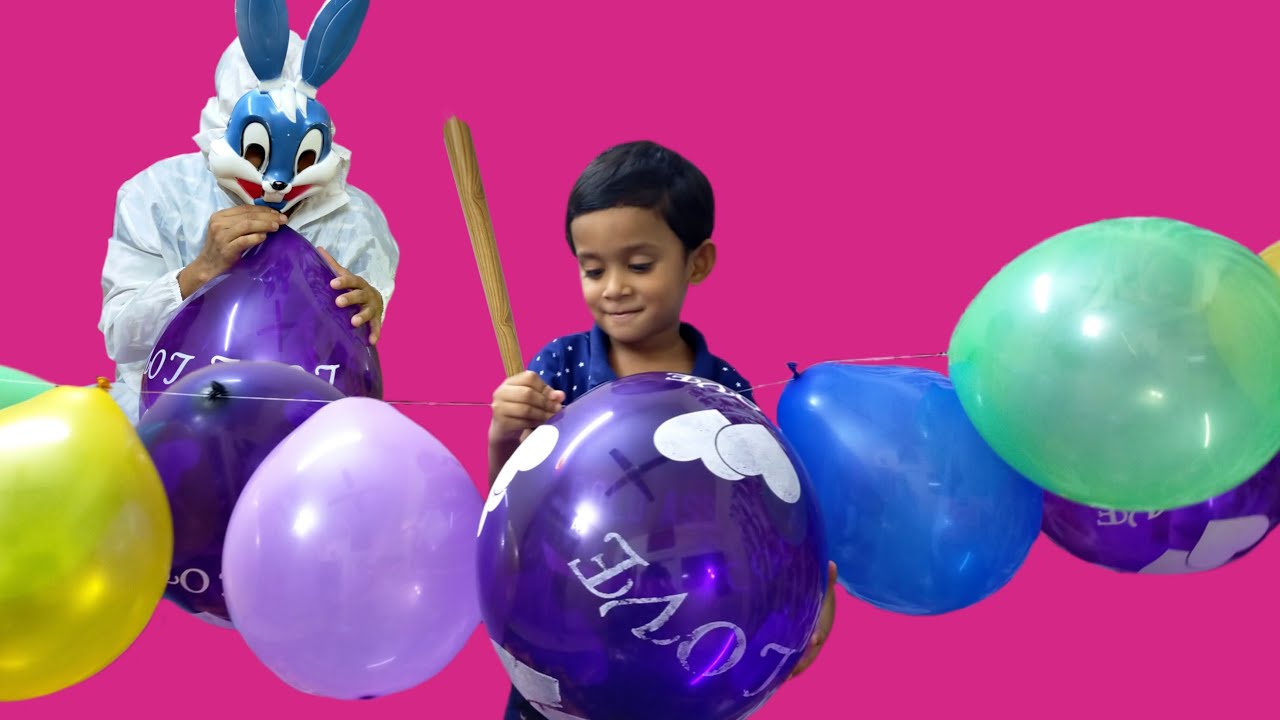 Balloon blow to pop of Abrar | Blowing balloons | Balloon popping game | Giant balloon challenge B2p