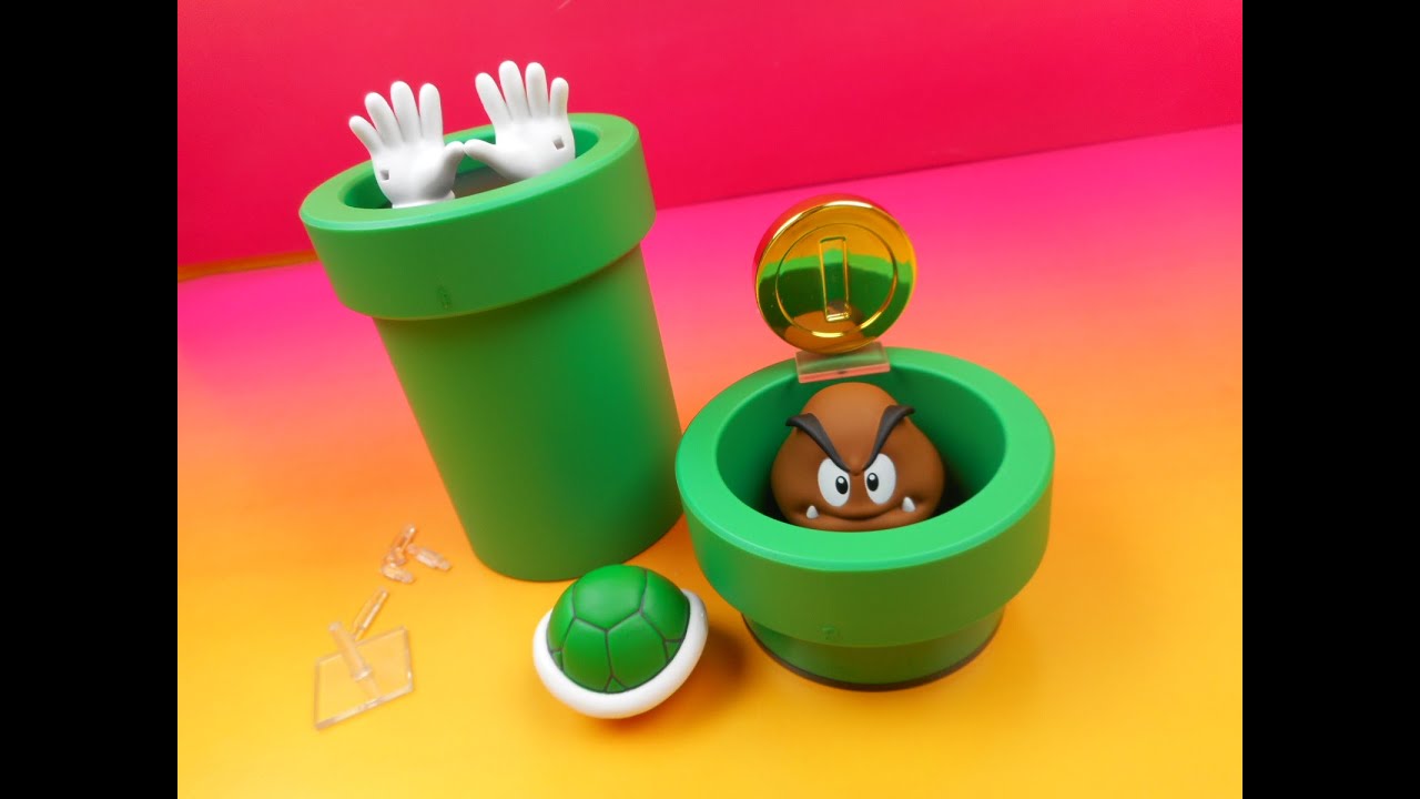 BANDAI'S SUPER MARIO SH FIGUARTS GOOMBA AND GREEN WARP PIPE TOYS VIDEO REVIEW