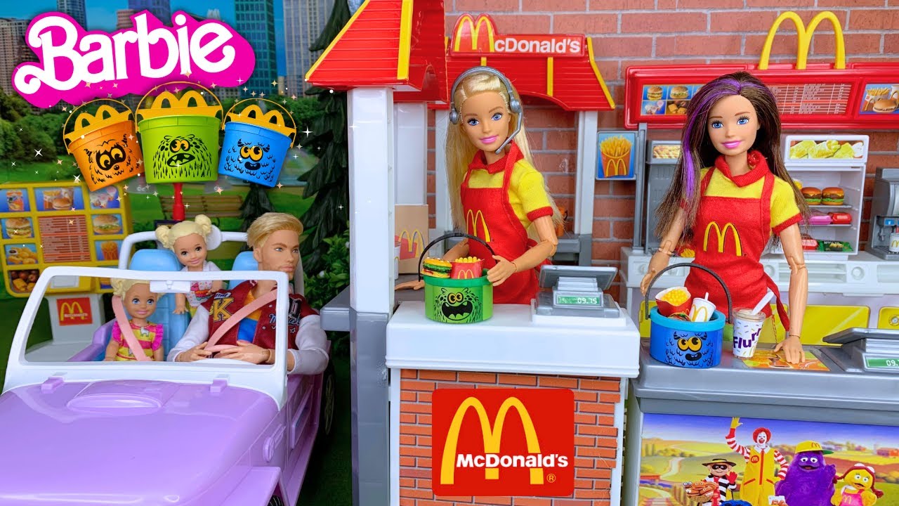 Barbie & Ken Doll Family McDonald's Drive Thru Boo Buckets