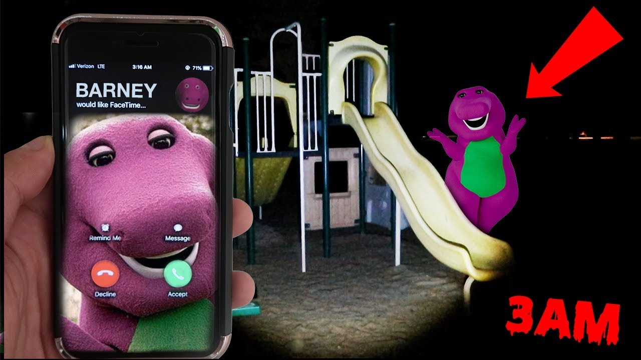 (BARNEY IS HAUNTED?!) CALLING BARNEY ON FACETIME AT 3AM | BARNEY FOUND IN A PLAY PLACE AT 3AM