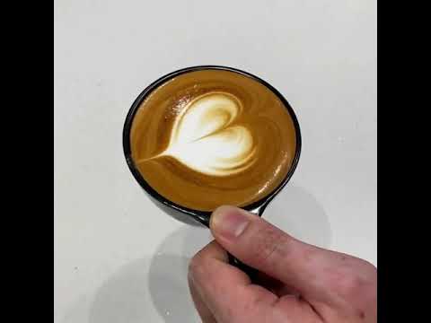 Basic heart latte art 🖤 by Maverick Lee