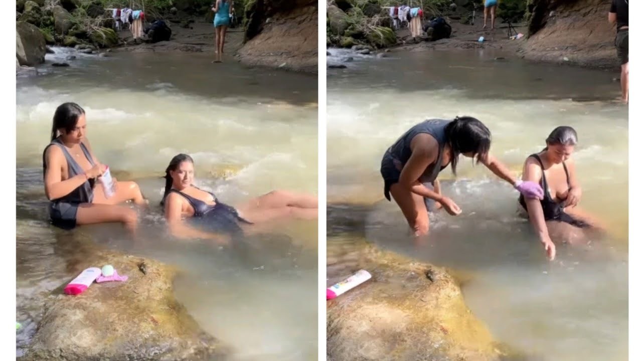 Bathing in the river with friends ft Andrea Granda (Granda Sister's) #like #live #jennie #shorts