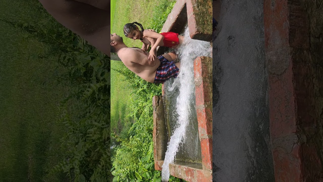 Bathing in Tubewell in My Village | Playing in Tubewell Water | Bath in Hot Summer in Tyubvel#shorts