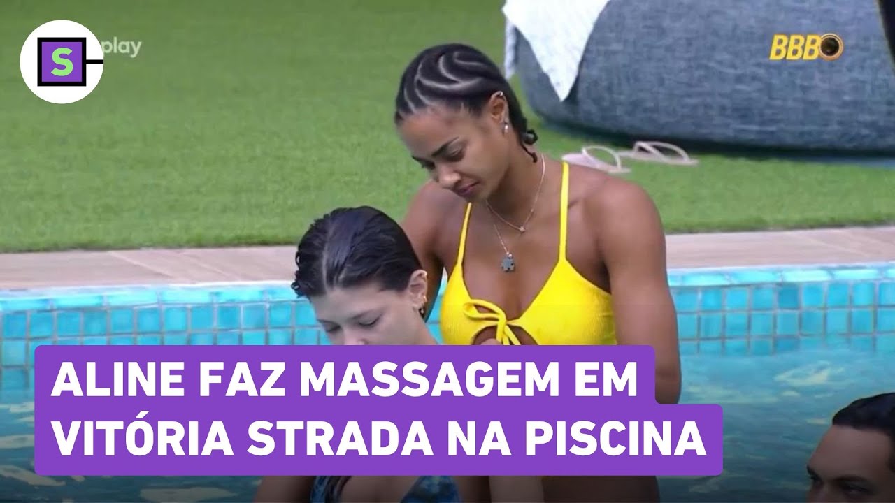 BBB 25: AMIGAS! Aline faz massagem em Vitória Strada na piscina