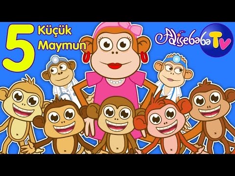 Beş Küçük Maymun | Five Little Monkeys Türkçe | Bebek Şarkıları | Çocuk Şarkıları | Adisebaba